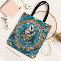 3D Illusion Hula Ghost Halloween Tote Bag Hawaiian Ukulele Spirit Ocean Vortex