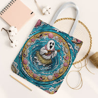 3D Illusion Hula Ghost Halloween Tote Bag Hawaiian Ukulele Spirit Ocean Vortex