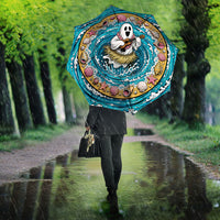 3D Illusion Hula Ghost Halloween Umbrella Hawaiian Ukulele Spirit Ocean Vortex