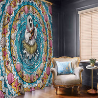 3D Illusion Hula Ghost Halloween Window Curtain Hawaiian Ukulele Spirit Ocean Vortex