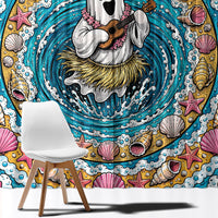 3D Illusion Hula Ghost Halloween Window Curtain Hawaiian Ukulele Spirit Ocean Vortex