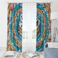 3D Illusion Hula Ghost Halloween Window Curtain Hawaiian Ukulele Spirit Ocean Vortex