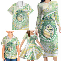 Hawaii Pineapple Family Matching Long Sleeve Bodycon Dress and Hawaiian Shirt Cute Cosplay Turtle Plumeria Spiral DT05 - Polynesian Pride