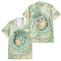 Hawaii Pineapple Family Matching Mermaid Dress and Hawaiian Shirt Cute Cosplay Turtle Plumeria Spiral DT05 Dad's Shirt - Short Sleeve Mint - Polynesian Pride