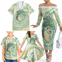 Hawaii Pineapple Family Matching Off The Shoulder Long Sleeve Dress and Hawaiian Shirt Cute Cosplay Turtle Plumeria Spiral DT05 - Polynesian Pride