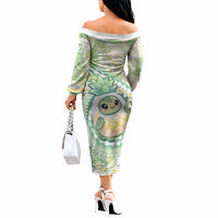 Hawaii Pineapple Off The Shoulder Long Sleeve Dress Cute Cosplay Turtle Plumeria Spiral DT05 - Polynesian Pride