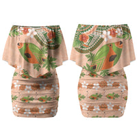 Hawaii Papaya Couples Matching Off Shoulder Short Dress and Hawaiian Shirt Cute Cosplay Humuhumu Fish Plumeria Waves DT05 - Polynesian Pride