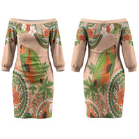Hawaii Papaya Couples Matching Off The Shoulder Long Sleeve Dress and Hawaiian Shirt Cute Cosplay Humuhumu Fish Plumeria Waves DT05 - Polynesian Pride
