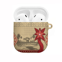Tonga Language Week AirPods Case Tribal Cross Ngatu Floral Pattern