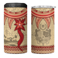 Tonga Language Week 4 in 1 Can Cooler Tumbler Tribal Cross Ngatu Floral Pattern