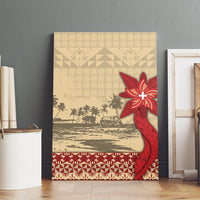 Tonga Language Week Canvas Wall Art Tribal Cross Ngatu Floral Pattern