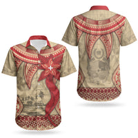 Tonga Language Week Couples Matching Short Sleeve Bodycon Dress and Hawaiian Shirt Tribal Cross Ngatu Floral Pattern DT05 - Polynesian Pride