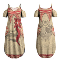 Tonga Language Week Family Matching Summer Maxi Dress and Hawaiian Shirt Tribal Cross Ngatu Floral Pattern