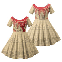 Tonga Language Week Family Matching Summer Maxi Dress and Hawaiian Shirt Tribal Cross Ngatu Floral Pattern