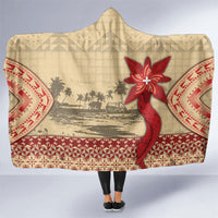 Tonga Language Week Hooded Blanket Tribal Cross Ngatu Floral Pattern