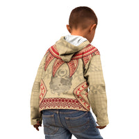 Tonga Language Week Kid Hoodie Tribal Cross Ngatu Floral Pattern