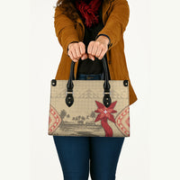Tonga Language Week Leather Bag Tribal Cross Ngatu Floral Pattern