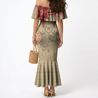 Tonga Language Week Mermaid Dress Tribal Cross Ngatu Floral Pattern