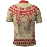 Tonga Language Week Polo Shirt Tribal Cross Ngatu Floral Pattern