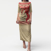 Tonga Language Week Puletasi Tribal Cross Ngatu Floral Pattern