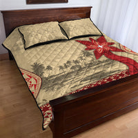 Tonga Language Week Quilt Bed Set Tribal Cross Ngatu Floral Pattern