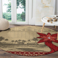 Tonga Language Week Round Carpet Tribal Cross Ngatu Floral Pattern