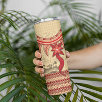 Tonga Language Week Skinny Tumbler Tribal Cross Ngatu Floral Pattern