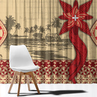 Tonga Language Week Window Curtain Tribal Cross Ngatu Floral Pattern