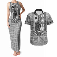 Mabuhay Philippines Festival Couples Matching Tank Maxi Dress and Hawaiian Shirt Philippine Eagle Sun Three Stars Barong Pattern DT05 Gray - Polynesian Pride