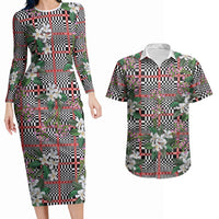 Red Binakol Motifs With Jasminum Sambac Couples Matching Long Sleeve Bodycon Dress and Hawaiian Shirt Mabuhay Philippines Festival DT05 Red - Polynesian Pride