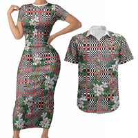 Red Binakol Motifs With Jasminum Sambac Couples Matching Short Sleeve Bodycon Dress and Hawaiian Shirt Mabuhay Philippines Festival DT05 Red - Polynesian Pride