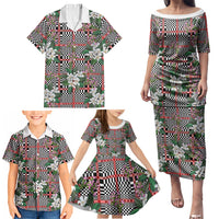 Red Binakol Motifs With Jasminum Sambac Family Matching Puletasi and Hawaiian Shirt Mabuhay Philippines Festival DT05 - Polynesian Pride