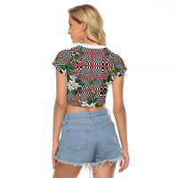 Red Binakol Motifs With Jasminum Sambac Raglan Cropped T Shirt Mabuhay Philippines Festival DT05 - Polynesian Pride
