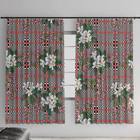 Red Binakol Motifs With Jasminum Sambac Window Curtain Mabuhay Philippines Festival DT05 With Hooks Red - Polynesian Pride