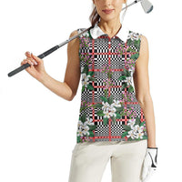 Red Binakol Motifs With Jasminum Sambac Women Sleeveless Polo Shirt Mabuhay Philippines Festival DT05 - Polynesian Pride