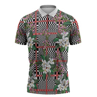 Red Binakol Motifs With Jasminum Sambac Zipper Polo Shirt Mabuhay Philippines Festival DT05 Red - Polynesian Pride