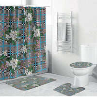 Blue Binakol Motifs With Jasminum Sambac Bathroom Set Mabuhay Philippines Festival DT05 Bathroom Set (4 pcs) Blue - Polynesian Pride