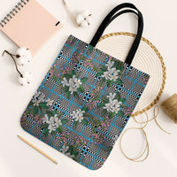 Blue Binakol Motifs With Jasminum Sambac Tote Bag Mabuhay Philippines Festival DT05 Black Strap One Size Blue - Polynesian Pride