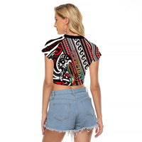 Personalised Maori Language Week Raglan Cropped T Shirt Ake Ake Ake Tribal Patterns