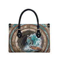 3D Illusion Surfing Skeleton Halloween Leather Bag Surfboard Bones Ocean Wave Stone Well
