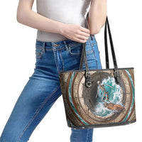 3D Illusion Surfing Skeleton Halloween Leather Tote Bag Surfboard Bones Ocean Wave Stone Well DT05 - Polynesian Pride
