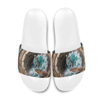 3D Illusion Surfing Skeleton Halloween Slide Sandals Surfboard Bones Ocean Wave Stone Well