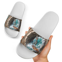 3D Illusion Surfing Skeleton Halloween Slide Sandals Surfboard Bones Ocean Wave Stone Well