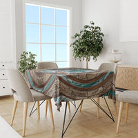 3D Illusion Surfing Skeleton Halloween Tablecloth Surfboard Bones Ocean Wave Stone Well