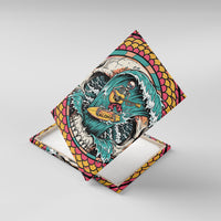 3D Illusion Surfing Skull Aloha Halloween Canvas Wall Art Tropical Guitarist Bones Wave DT05 With Frame Blue - Polynesian Pride