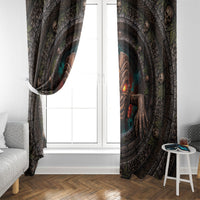 3D Illusion Haunted Tiki Totem Halloween Window Curtain Polynesian Wood Spirit Fiery