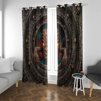 3D Illusion Haunted Tiki Totem Halloween Window Curtain Polynesian Wood Spirit Fiery