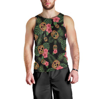 Tropical Calavera Hawaiian Men Tank Top Sugar Skull Pineapple Hibiscus Floral DT05 - Polynesian Pride