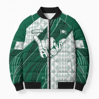 Custom Hawaii Volleyball Bomber Puffer Jacket Shaka Aloha Hand