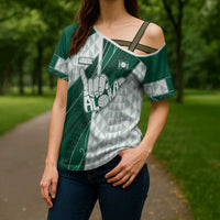 Custom Hawaii Volleyball Cross Shoulder Shirt Shaka Aloha Hand